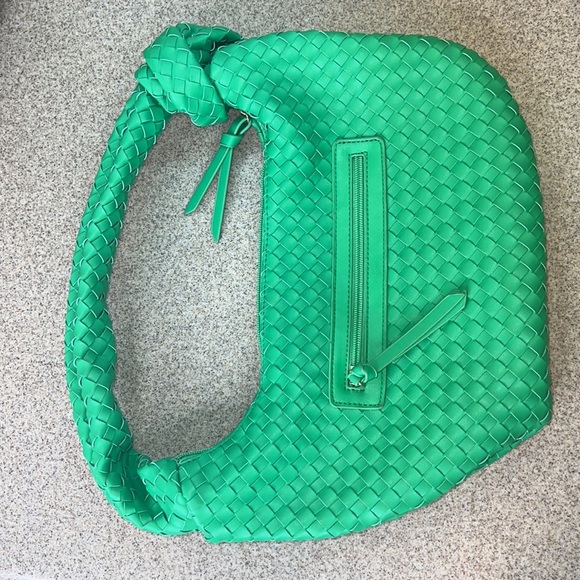 ⚡️SONDRA ROBERTS SQUARED springtime Jade Green woven weave Knot bag purse EUC - Picture 10 of 16